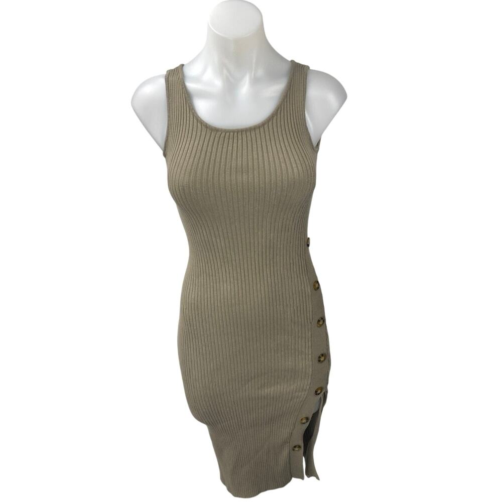 Hippie Rose Olive Green Sleeveless Ribbed Knit Tank Bodycon Mini Dress Size S